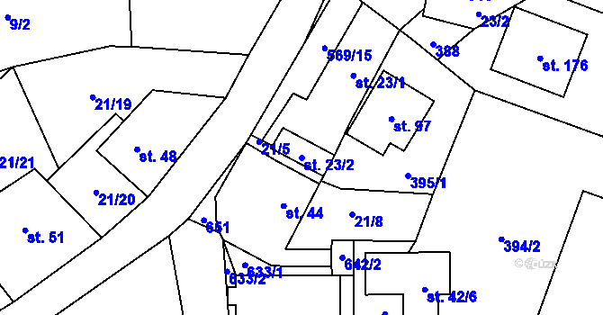 Parcela st. 23/2 v KÚ Termesivy, Katastrální mapa