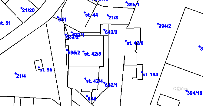 Parcela st. 42/7 v KÚ Termesivy, Katastrální mapa
