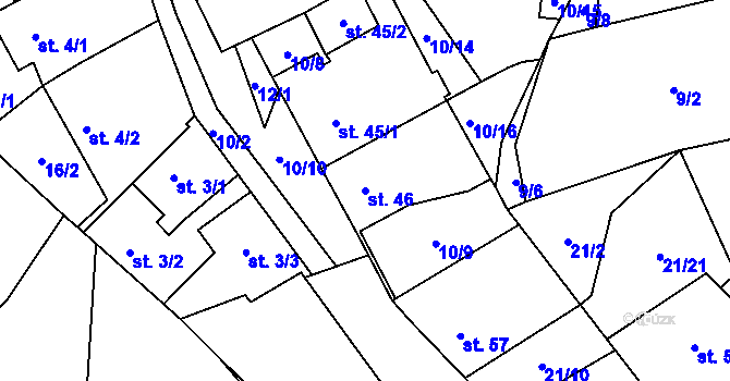 Parcela st. 46 v KÚ Termesivy, Katastrální mapa