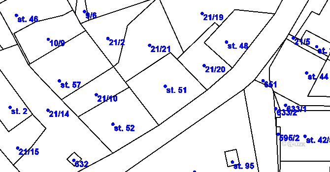 Parcela st. 51 v KÚ Termesivy, Katastrální mapa