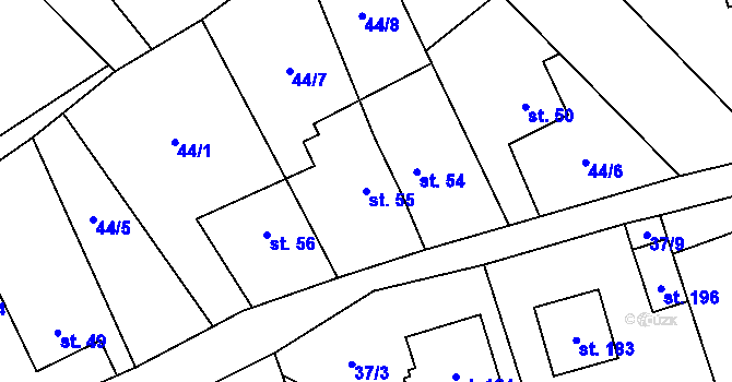 Parcela st. 55 v KÚ Termesivy, Katastrální mapa