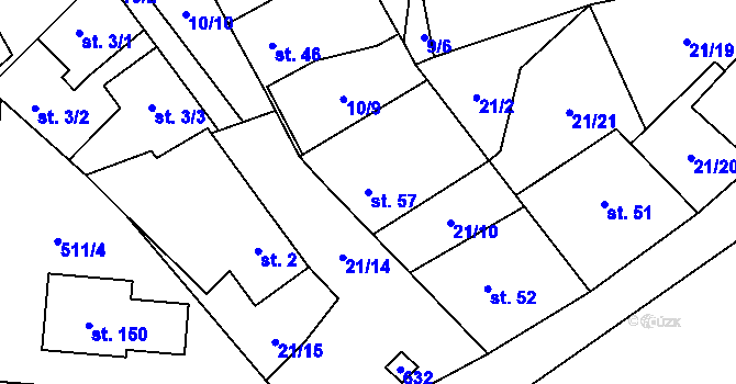 Parcela st. 57 v KÚ Termesivy, Katastrální mapa