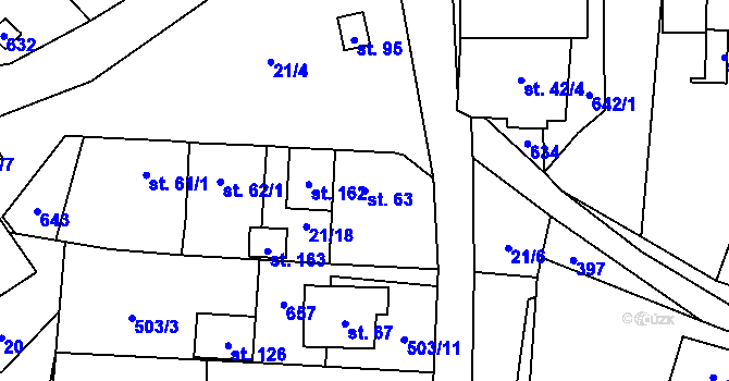 Parcela st. 63 v KÚ Termesivy, Katastrální mapa