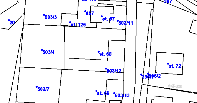 Parcela st. 68 v KÚ Termesivy, Katastrální mapa