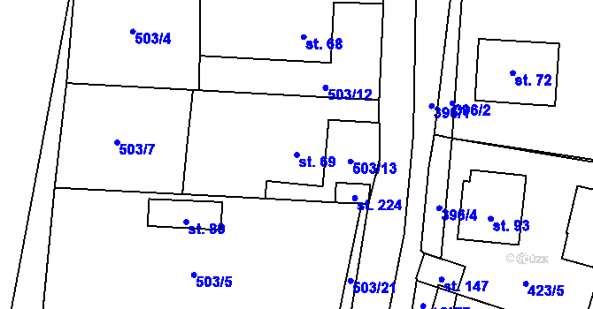 Parcela st. 69 v KÚ Termesivy, Katastrální mapa