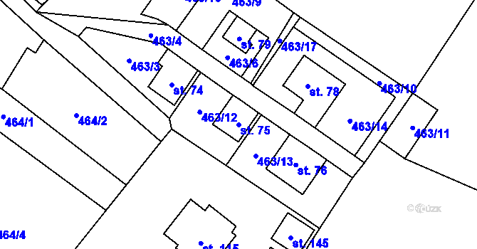 Parcela st. 75 v KÚ Termesivy, Katastrální mapa