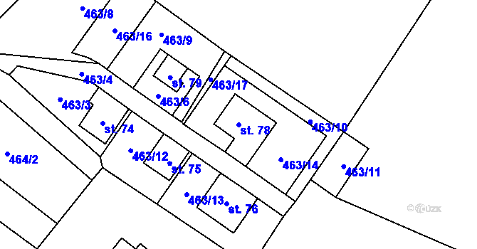 Parcela st. 78 v KÚ Termesivy, Katastrální mapa