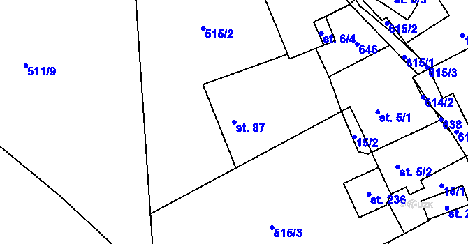 Parcela st. 87 v KÚ Termesivy, Katastrální mapa