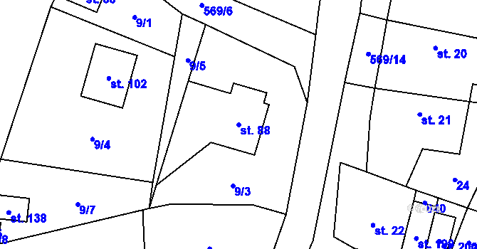 Parcela st. 88 v KÚ Termesivy, Katastrální mapa