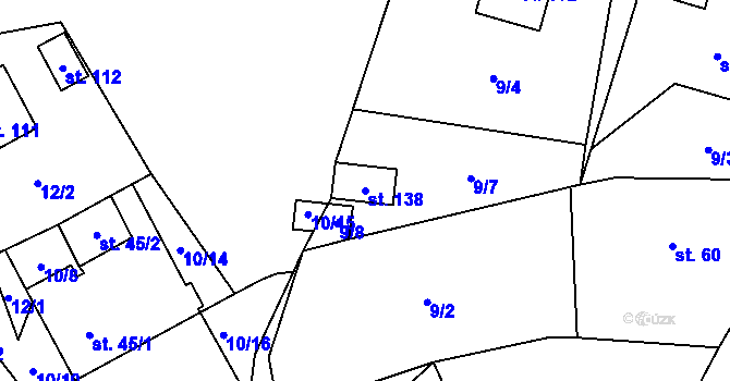 Parcela st. 138 v KÚ Termesivy, Katastrální mapa