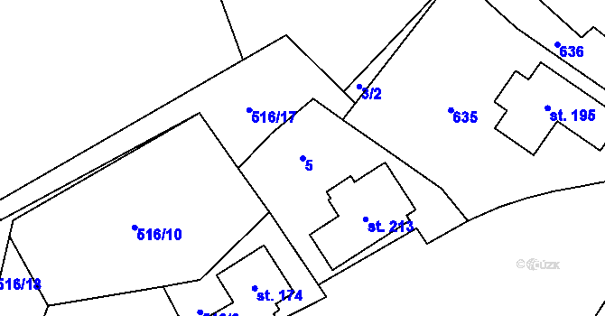 Parcela st. 5 v KÚ Termesivy, Katastrální mapa