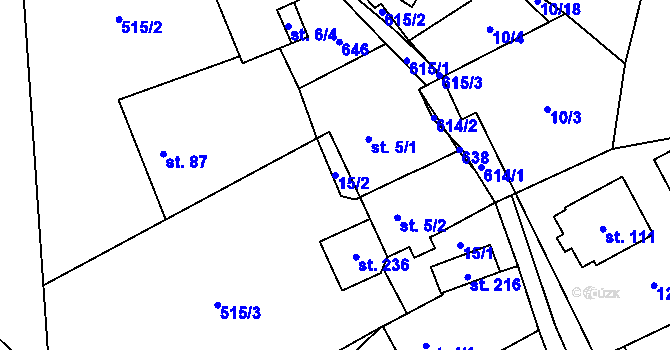 Parcela st. 15/2 v KÚ Termesivy, Katastrální mapa