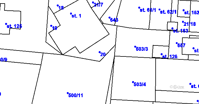 Parcela st. 20 v KÚ Termesivy, Katastrální mapa