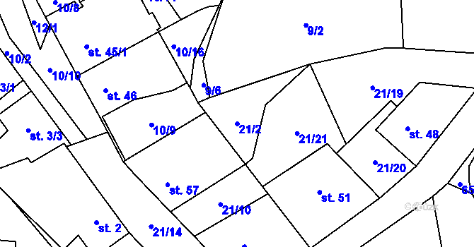 Parcela st. 21/2 v KÚ Termesivy, Katastrální mapa