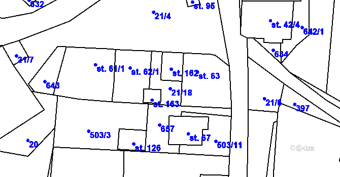 Parcela st. 21/18 v KÚ Termesivy, Katastrální mapa