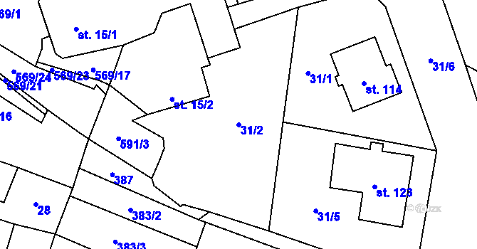 Parcela st. 31/2 v KÚ Termesivy, Katastrální mapa