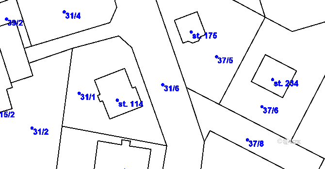 Parcela st. 31/6 v KÚ Termesivy, Katastrální mapa