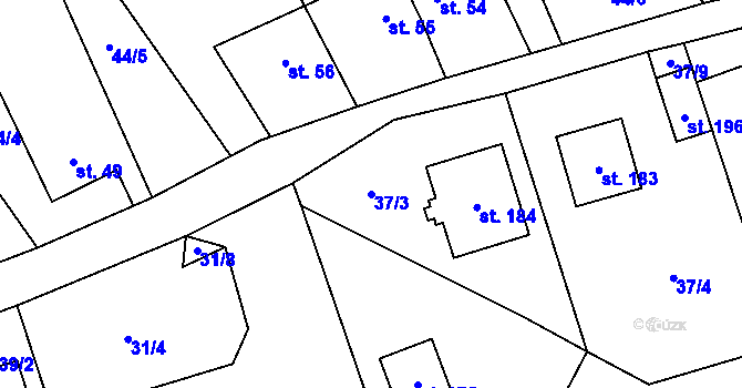 Parcela st. 37/3 v KÚ Termesivy, Katastrální mapa