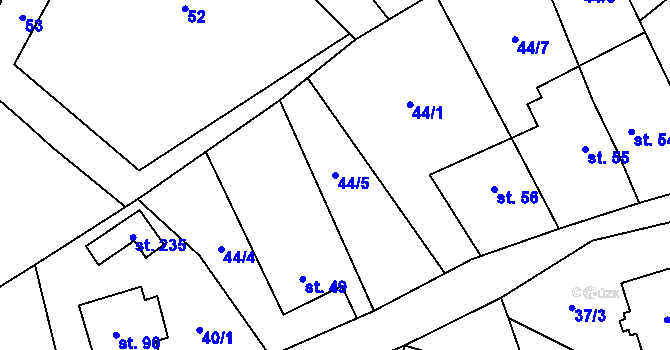Parcela st. 44/5 v KÚ Termesivy, Katastrální mapa