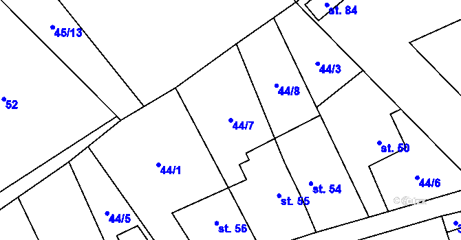 Parcela st. 44/7 v KÚ Termesivy, Katastrální mapa