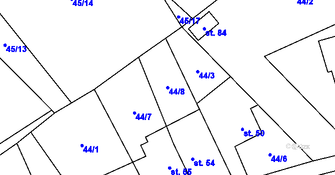 Parcela st. 44/8 v KÚ Termesivy, Katastrální mapa