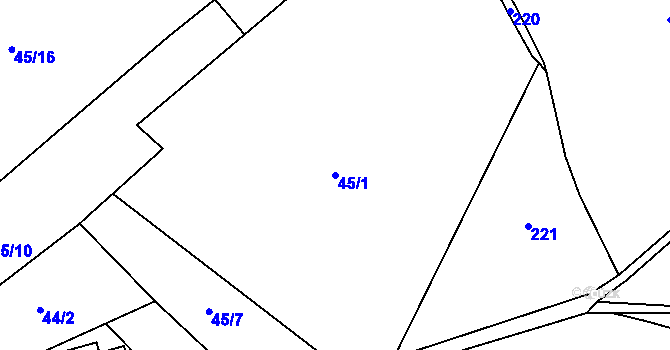 Parcela st. 45/1 v KÚ Termesivy, Katastrální mapa