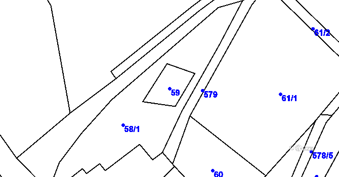 Parcela st. 59 v KÚ Termesivy, Katastrální mapa
