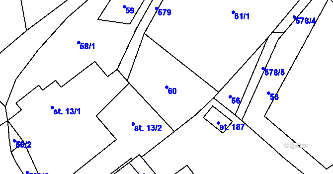 Parcela st. 60 v KÚ Termesivy, Katastrální mapa