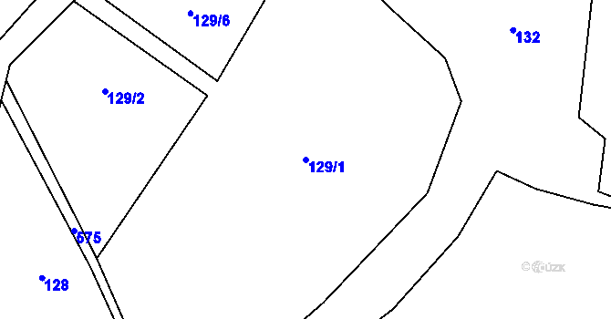 Parcela st. 129/1 v KÚ Termesivy, Katastrální mapa