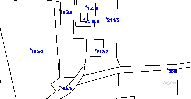 Parcela st. 212/2 v KÚ Termesivy, Katastrální mapa