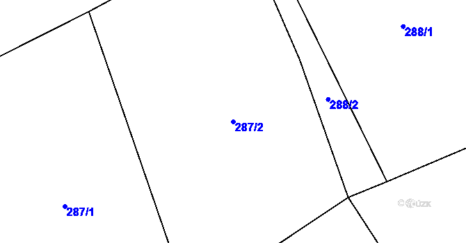 Parcela st. 287/2 v KÚ Termesivy, Katastrální mapa