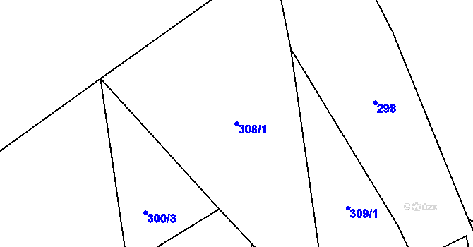 Parcela st. 308/1 v KÚ Termesivy, Katastrální mapa