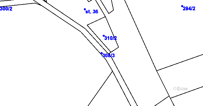 Parcela st. 308/3 v KÚ Termesivy, Katastrální mapa