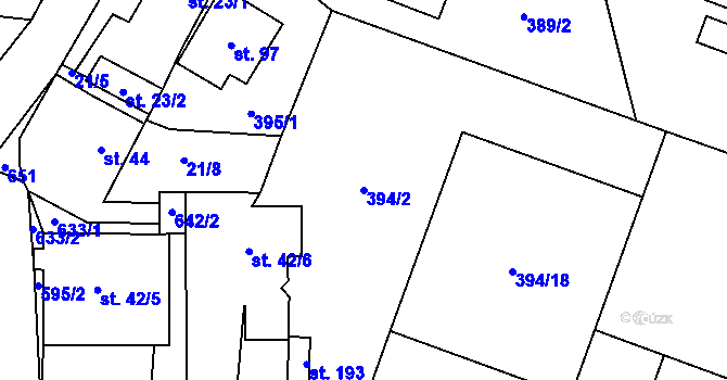 Parcela st. 394/2 v KÚ Termesivy, Katastrální mapa