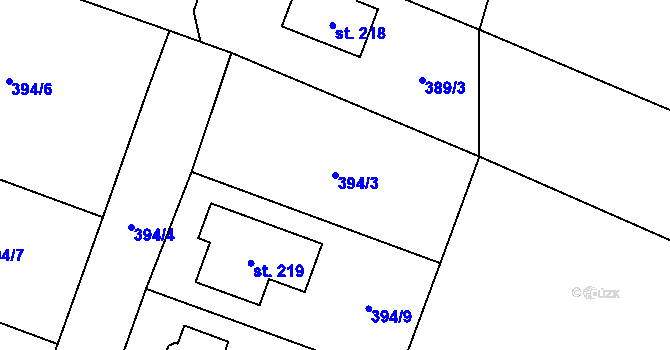 Parcela st. 394/3 v KÚ Termesivy, Katastrální mapa