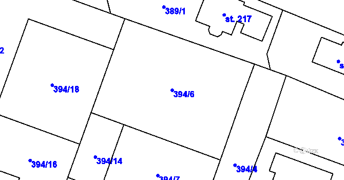 Parcela st. 394/6 v KÚ Termesivy, Katastrální mapa