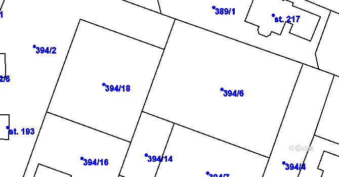 Parcela st. 394/13 v KÚ Termesivy, Katastrální mapa