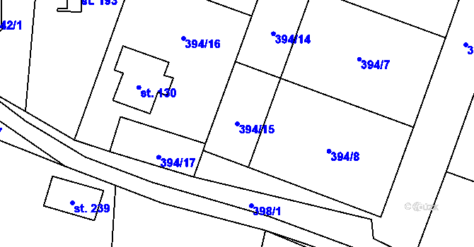 Parcela st. 394/15 v KÚ Termesivy, Katastrální mapa