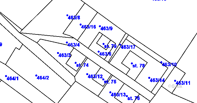 Parcela st. 463/6 v KÚ Termesivy, Katastrální mapa