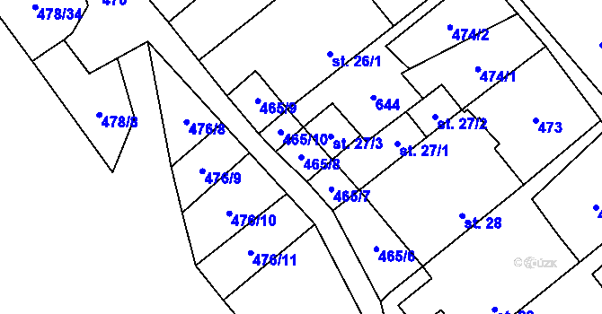 Parcela st. 465/8 v KÚ Termesivy, Katastrální mapa