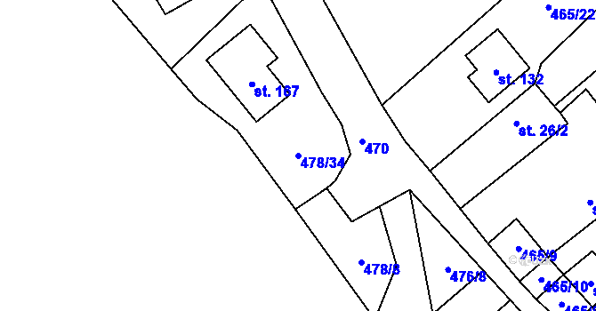 Parcela st. 478/34 v KÚ Termesivy, Katastrální mapa