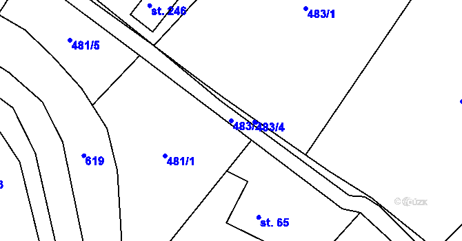 Parcela st. 483/2 v KÚ Termesivy, Katastrální mapa