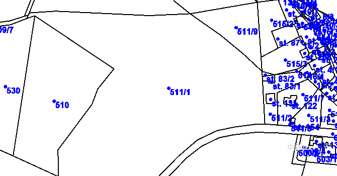 Parcela st. 511/1 v KÚ Termesivy, Katastrální mapa
