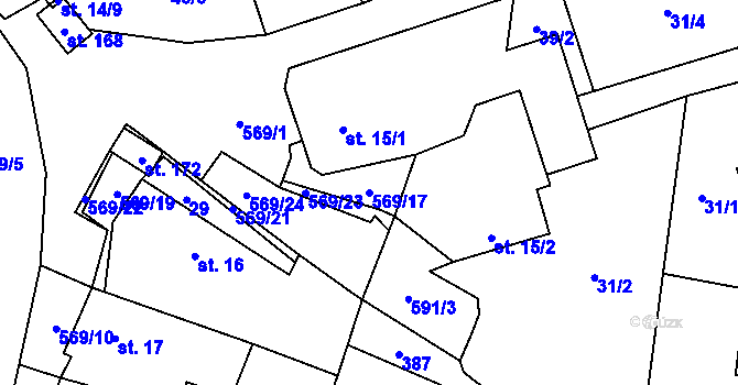 Parcela st. 569/17 v KÚ Termesivy, Katastrální mapa