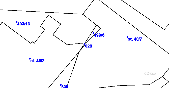 Parcela st. 629 v KÚ Termesivy, Katastrální mapa