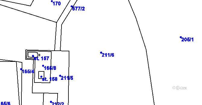 Parcela st. 211/6 v KÚ Termesivy, Katastrální mapa