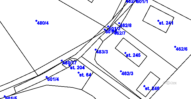 Parcela st. 483/3 v KÚ Termesivy, Katastrální mapa