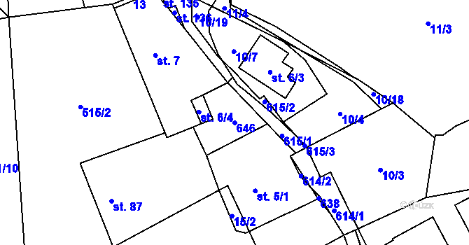 Parcela st. 646 v KÚ Termesivy, Katastrální mapa