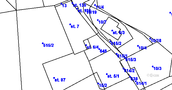 Parcela st. 6/4 v KÚ Termesivy, Katastrální mapa