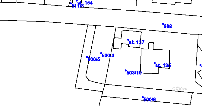 Parcela st. 500/4 v KÚ Termesivy, Katastrální mapa